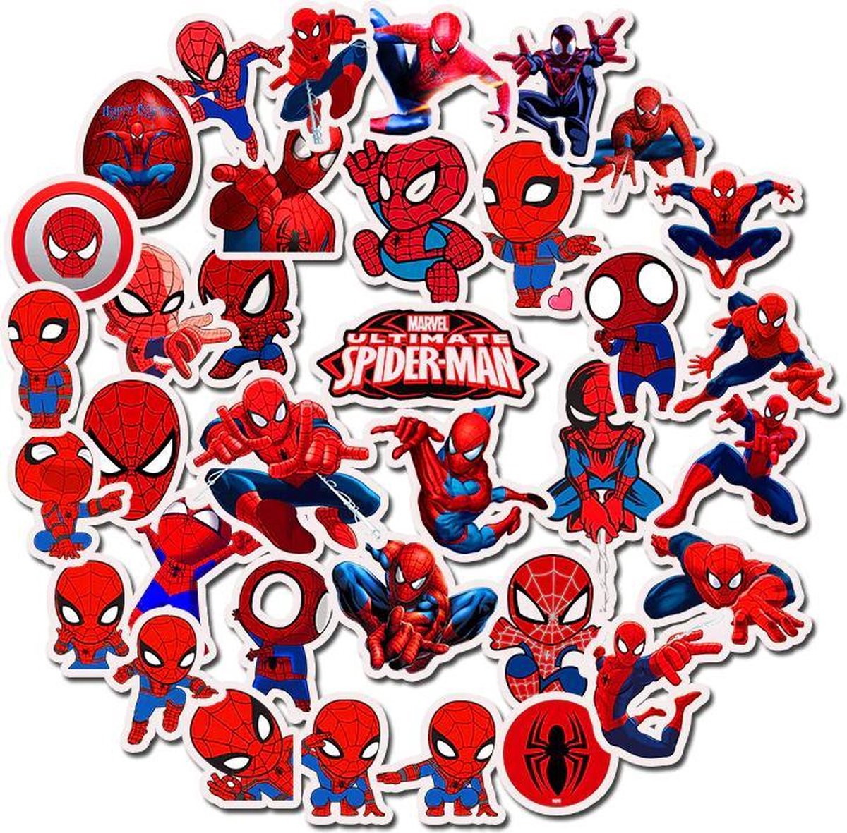 35 Spiderman Stickers - Voor je Laptop Koffer Skateboard Fiets Gitaar etc. | Film Comics Stripverhaal Tekenfilm